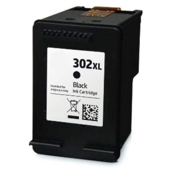 HP 302 XL Bk (F6U68AE) black-fekete prémium utángyártott tintapatron (302XL) 500 oldal